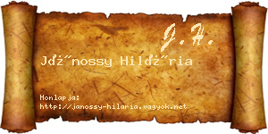 Jánossy Hilária névjegykártya